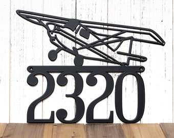 Metal House Numbers Sign - Aviation Decor, Pilot Gifts