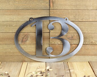 Address Hanging Plaque, Metal Sign Personalized Outdoor,  5 in House Numbers, Outside Numbers For House