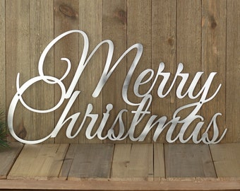Merry Christmas Sign, Metal Wall Art, Christmas Decorations, Holiday Decor, Laser Cut Metal Sign, Outdoor Christmas Decor