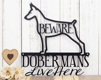 Doberman Metal Wall Art | Doberman Pinscher | Doberman Sign | Metal Sign | Metal Wall Decor | Outdoor Sign | Beware