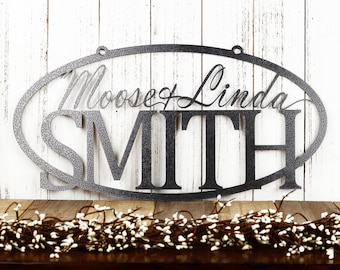 Custom Family Name Sign, Personalized Sign, Wedding Gift, Metal Wall Art, Outdoor Sign