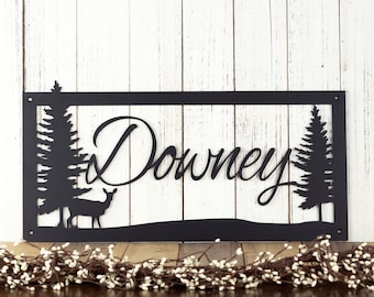 Custom Metal Sign, Outdoor, Last Name Sign, Housewarming Gift, Personalized Sign, Farmhouse, Rustic, Country, Lake House, Deer