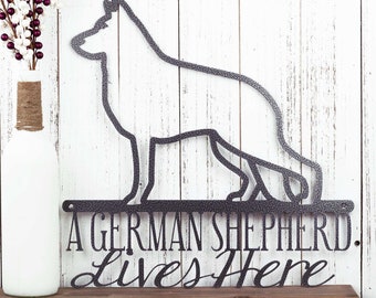 German Shepherd Metal Sign, Metal Wall Art, Metal Wall Decor, Dog Sign, Dog Decor, Steel, Pet Sign