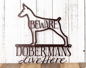 Doberman Metal Wall Art, Doberman Pinscher, Doberman Sign, Metal Sign, Metal Wall Decor, Outdoor Sign, Beware