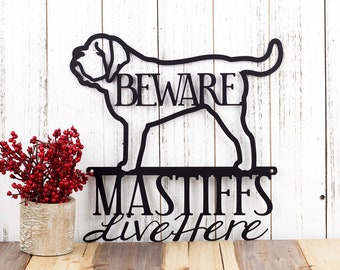 English Mastiff Metal Sign, Metal Wall Art, Mastiff Sign, Metal Wall Decor, Outdoor Sign, Wall Hanging, Beware of Dog Sign