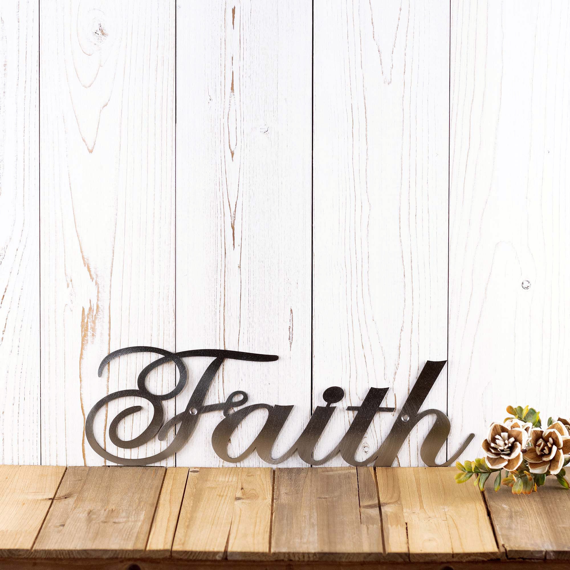 Faith Sign, Steel Signs, Metal Word Art, Christian Wall Art