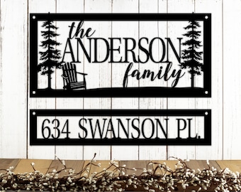 Family Name and Address Sign, Metal Sign Personalized Outdoor, Lake Life, Lake House Decor