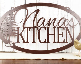 Custom Metal Sign, Kitchen Sign, Name Sign, Rustic, Metal Wall Art, Personalized Sign, Wall Hanging, Pine Trees