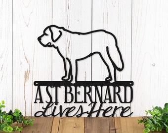 St Bernard Sign, Metal Sign Outdoors, Beware of Dogs Sign, Saint Bernards