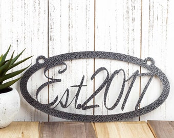 Established Oval Metal Sign, Metal Wall Art, Wedding Gift, Established Family, Family Sign, Steel