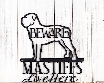 Bull Mastiffs Live Here Metal Sign, Metal Wall Art, Bull Mastiff, Mastiff, Outdoor Sign, Dog Sign