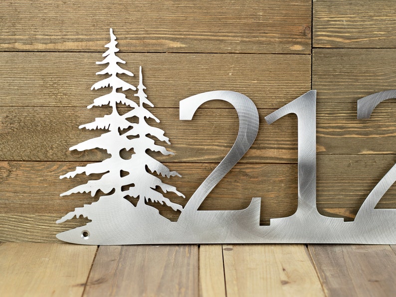 Rustic Metal House Number Metal Sign Custom Sign Pine Etsy