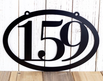 Metal House Number Sign, Hanging Oval Address Plaque, 5 Inch House Numbers, Personalized Housewarming Gift