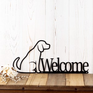 Dog Welcome Sign, Labrador, Outdoor Metal Wall Art, Dog Lover Gift, Dog Plaque