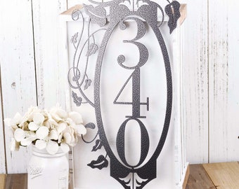 Vertical Outdoor House Number Metal Sign, Address Plaque, Signage, House Sign