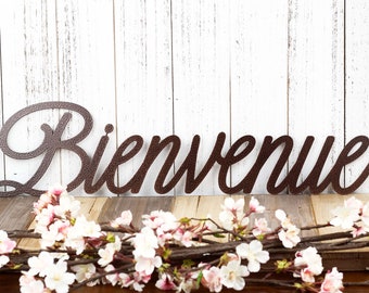 Bienvenue French Welcome Metal Wall Art, Outdoor Welcome Sign, Housewarming Gift, Metal Sign