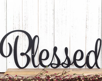 Blessed Sign, Metal Wall Art, Family Sign, Wall Decor, Farmhouse Sign, Thankful Sign, Gratitude, Laser Cut Metal