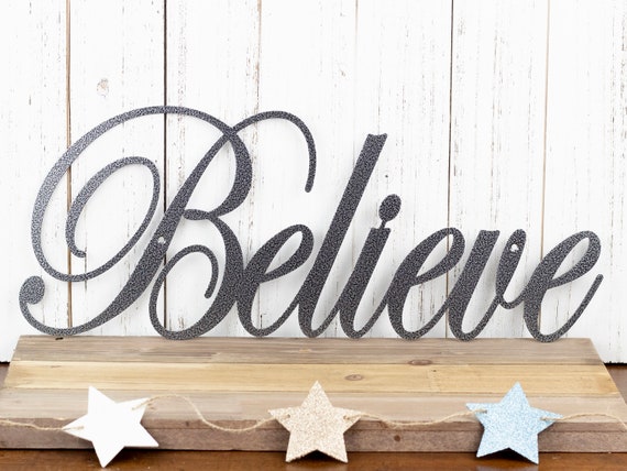 Believe Metal Wall Art Metal Sign Christmas Decor Metal Etsy