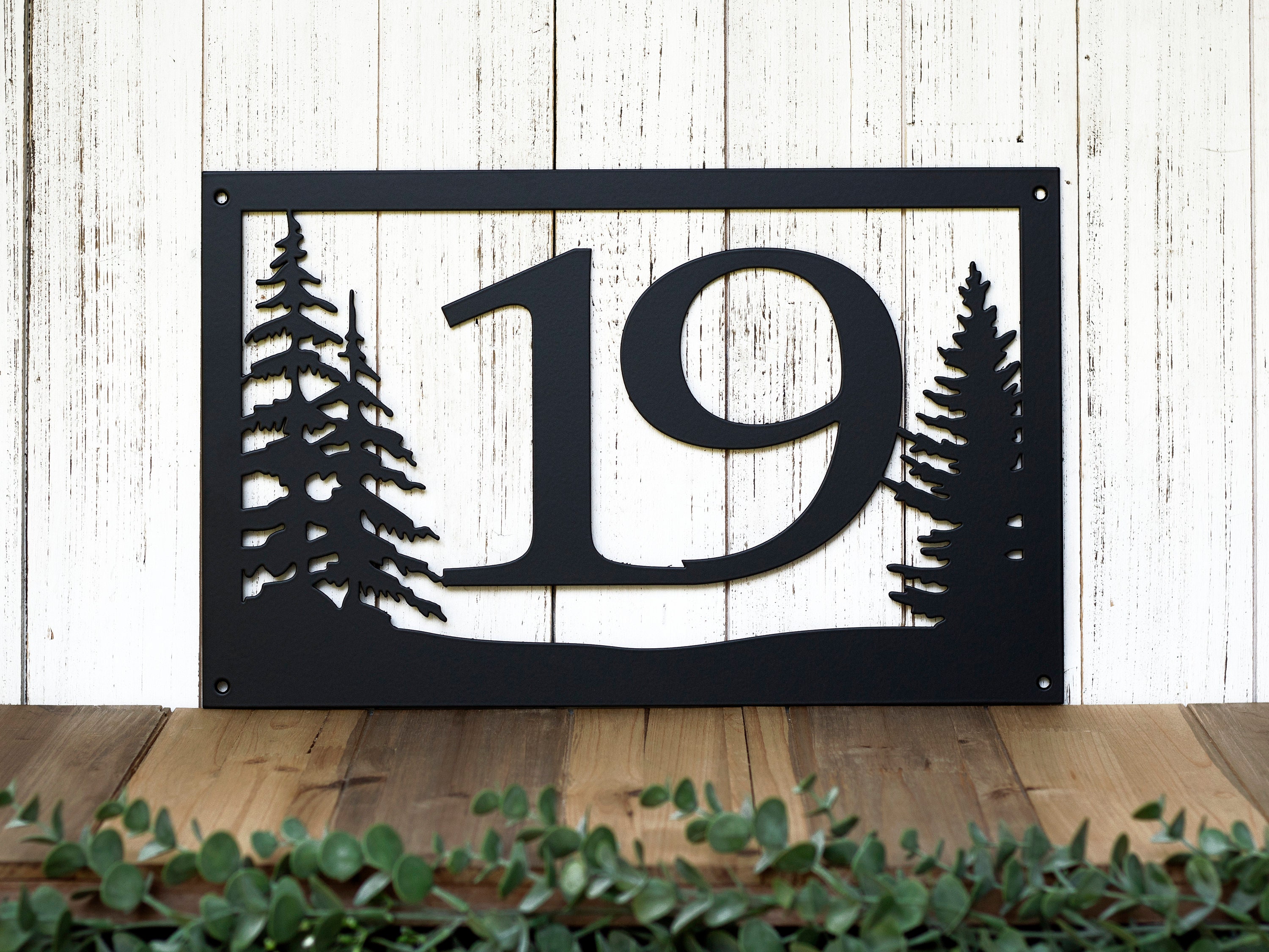 House Number Sign, Metal Sign Personalized Outdoor, Address Sign, Cabin Decor Rustic, Tree Metal