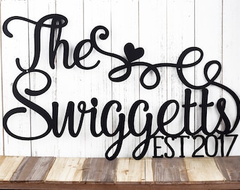 Family Name Established Metal Sign, Family Name Sign, Established Sign, Custom Metal Sign, Heart, Name Sign, Custom Sign