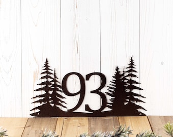 Custom Pine Trees House Number Metal Sign, 2 Digit, Pine Tree, Address Plaque, Outdoor Sign