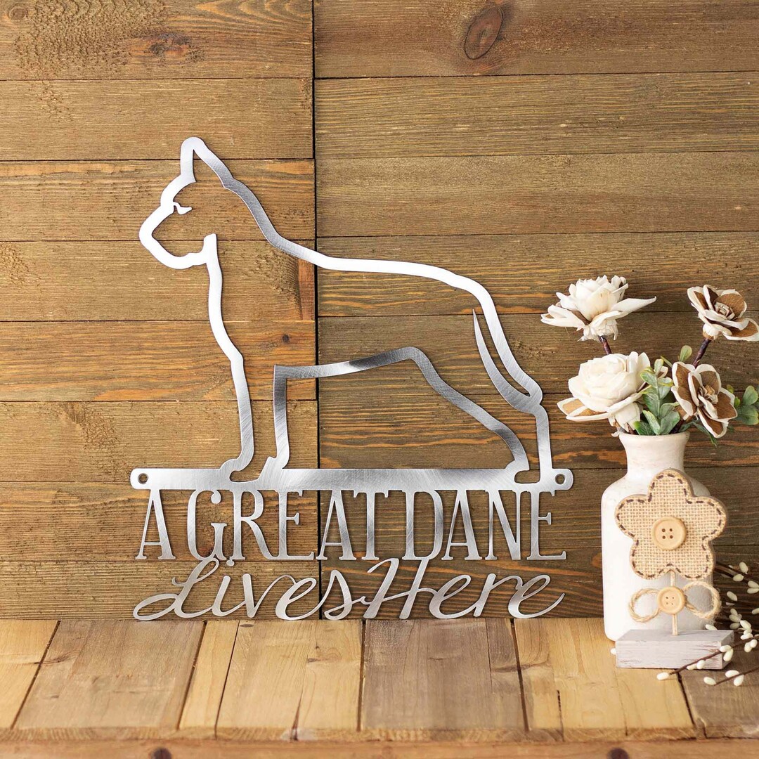 Great Danes, Metal Signs Outdoors, Beware of Dog Sign for Gate, Great