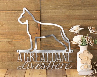 Great Danes, Metal Signs Outdoors, Beware of Dog Sign for Gate, Great Dane Gifts, Great Dane Art