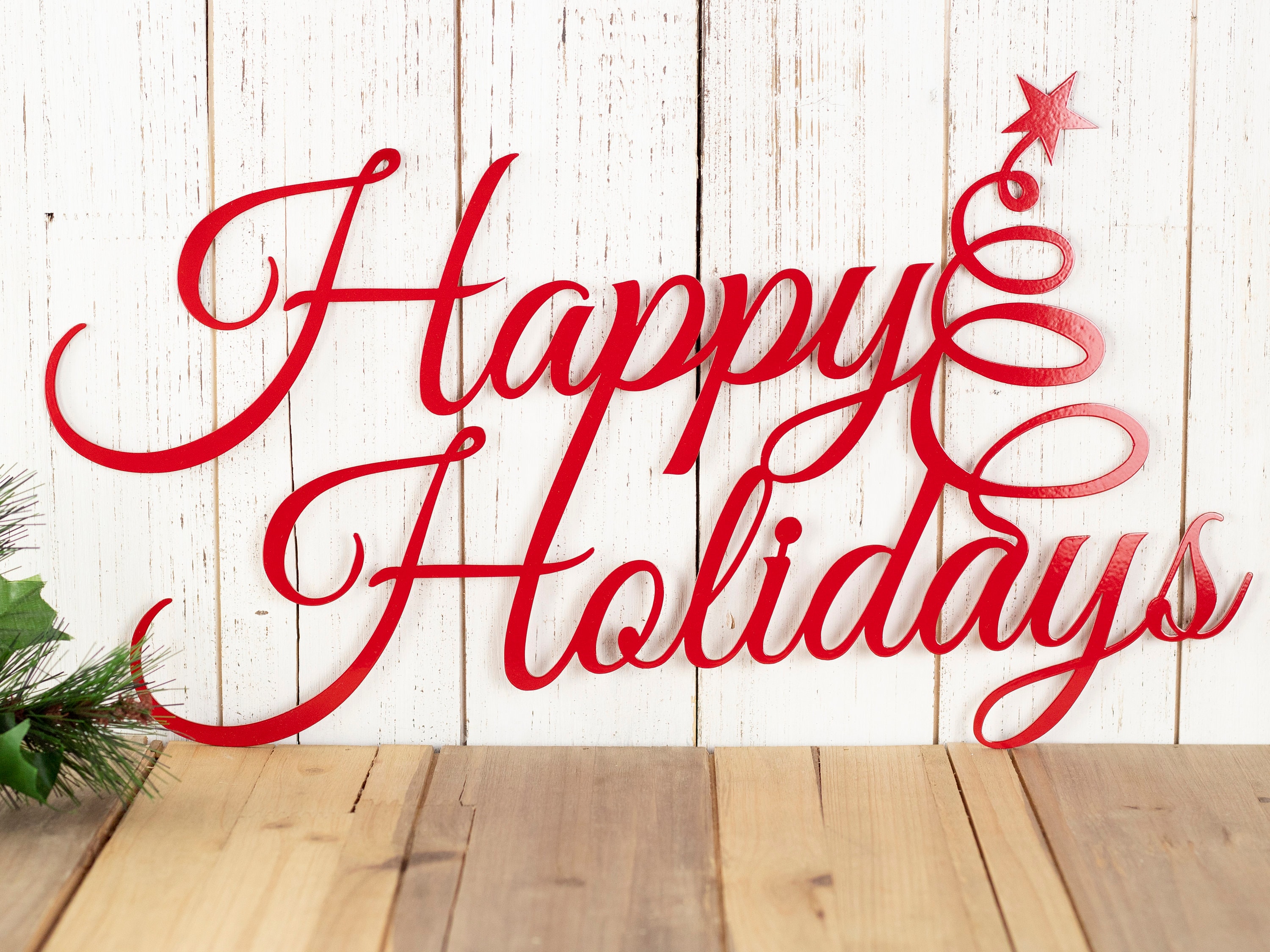 Happy Holidays Christmas Metal Sign, Outdoor Christmas Decor, Farmhouse
