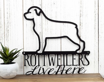 Rottweiler Metal Sign, Outdoor Wall Hanging in Laser Cut Steel, Dog Mom Gift, German, Dog House Sign, Pet Decor, Dog Breed