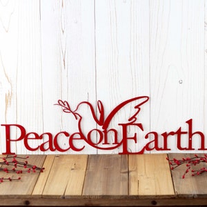 Peace on Earth Christmas Metal Sign, Metal Wall Art, Peace Dove, Christmas Decor