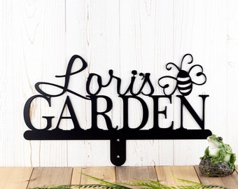 Personalized Garden Name Metal Sign with Bumble Bee
