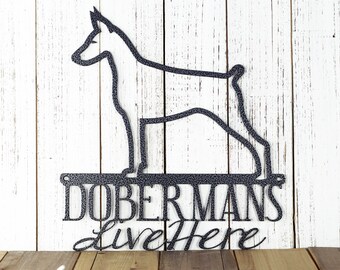 Doberman Metal Wall Art | Doberman Pinscher | Beware of Dog Sign