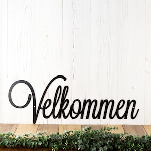 Velkommen Script Metal Sign, Norwegian Welcome, Word Art, Wall Decor, Door Signs