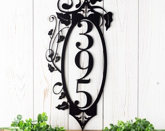 Vertical Custom Metal Address Sign, House Number, Housewarming Gift - UK