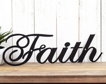 Faith Metal Wall Art, Faith Sign, Spiritual, Religious, Inspirational Plaque, Metal Sign, Word Wall Decor