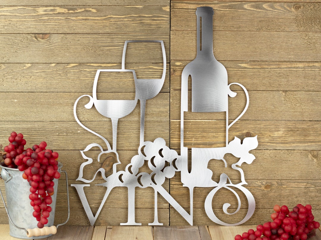 Vino Metal Wall Art Wine Sign Wine Wall Decor Kitchen Etsy