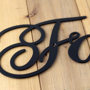 Close up of matte black powder coat on our Faith metal wall decor.
