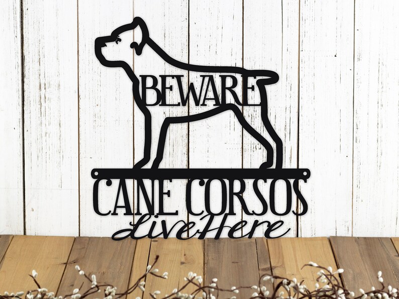 Cane Corsos Live Here Metal Sign Black 11.75x12 Cane Etsy