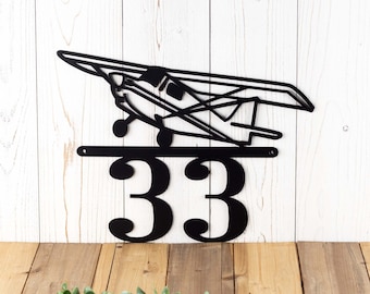 Metal Address Sign, Airplane Wall Art, Aviation Decor, Pilot Gift, House Numbers