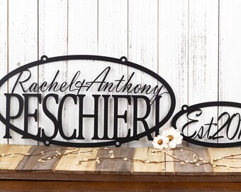 Custom Family Established Sign, Metal Sign, Family Name Sign, Personalized Plaque, Metal Wall Art, Oval, Outdoor Decor