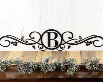 Metal Monogram Sign, Vines Monogram, Newly Wed Gifts For Couple, Doorway Signs, Scroll Sign, Metal Initial Sign