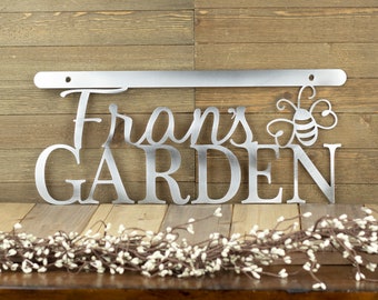 Garden Custom Metal Wall Art, Metal Sign, Custom Sign, Garden Decor, Name Sign, Steel, Bumble Bee