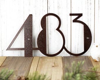 Modern House Number Plaque | Metal House Numbers | Modern House Numbers | Art Deco | Custom Metal Sign | Laser Cut Sign | Copper Vein shown