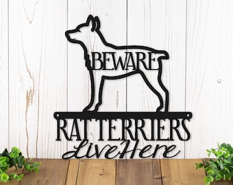 Rat Terrier Metal Wall Art, Beware of Dogs Sign, Metal Signs Outdoors, Ratting Terrier