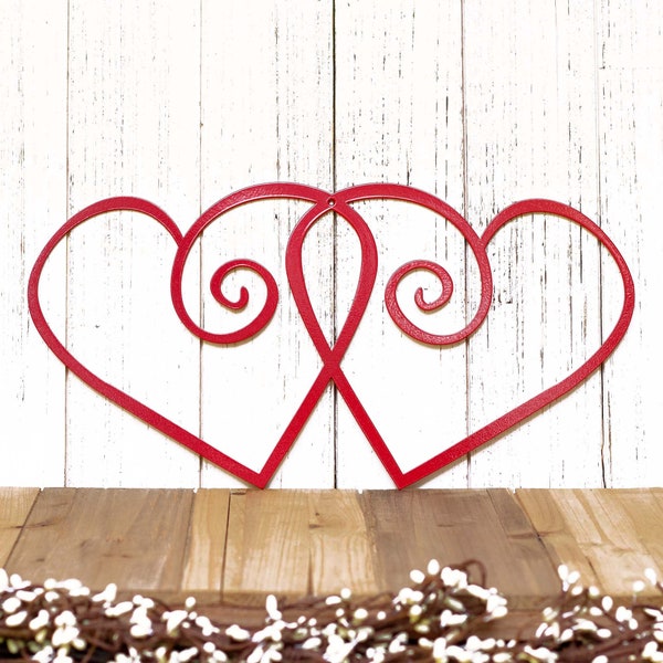 Metal Heart Decor, Heart Metal Wall Art, Valentines Day Gift, Love, Entwined Hearts