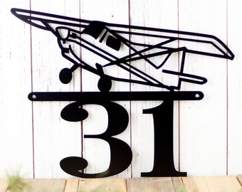 Metal Address Sign, Airplane Wall Art, Aviation Decor, Pilot Gift, House Numbers
