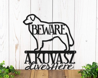 Kuvasz Dog, Beware of Dog Sign, Metal Dog Sign, Outdoor Signage, Dog Yard Sign