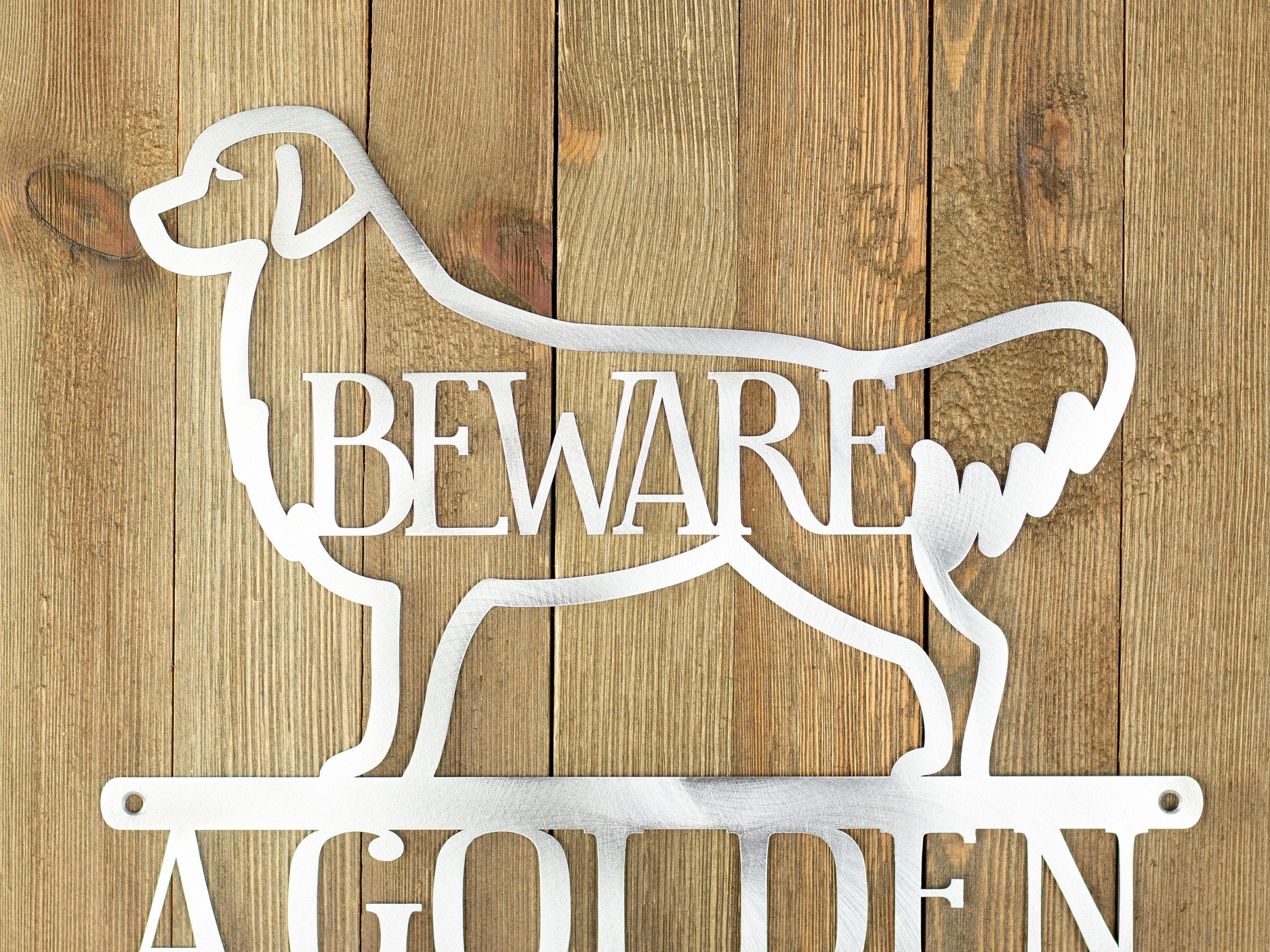 Metal Laser Cut Sign Golden Retriever Gifts Beware Of Dog Sign