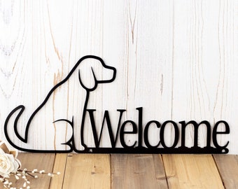 Dog Welcome Sign, Labrador, Outdoor Metal Wall Art, Dog Lover Gift, Dog Plaque