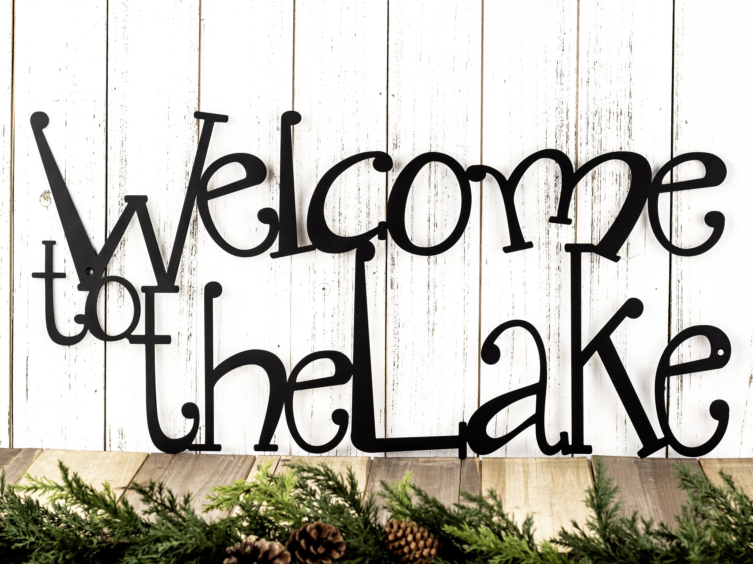 Welcome To The Lake Metal Sign | Lake House Decor | Metal Wall Art